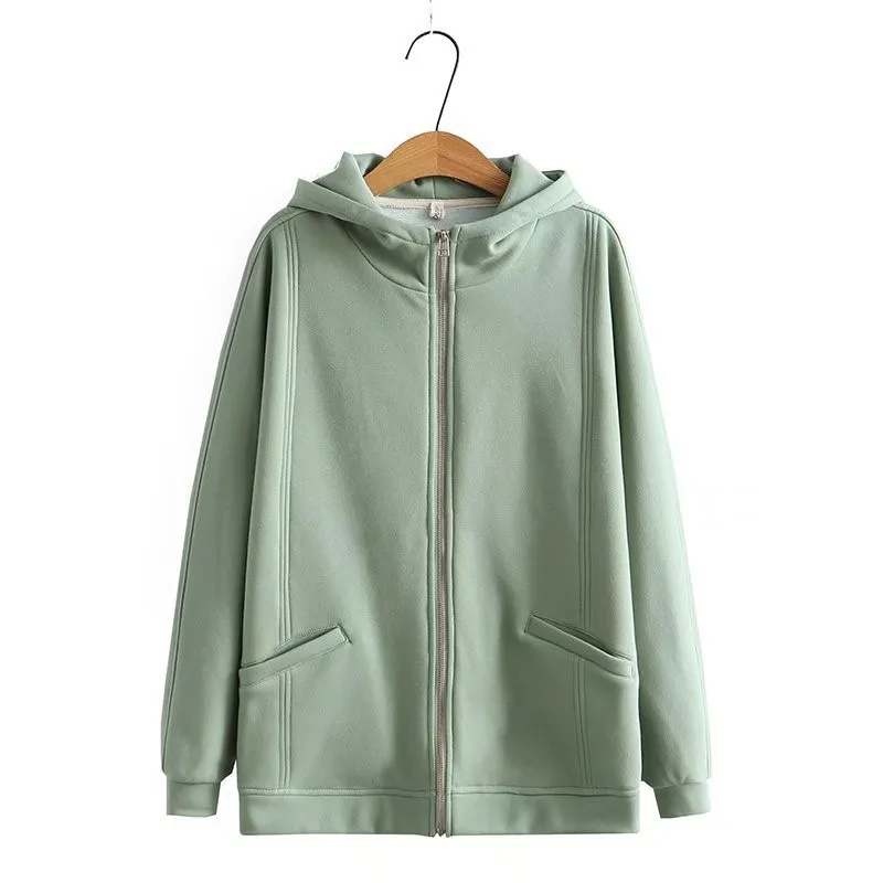 

Autumn Winter Plus Size Sweatshirts Women Clothes 2021 New Fashion Tops Loose Long Sleeve Thick Velvet Warm ZZip-Up Hoodies
