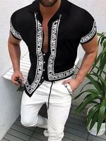 hot sale 2021 new summer mens clothing stripe printed shirt cardigan high end short sleeve shirt cs 17