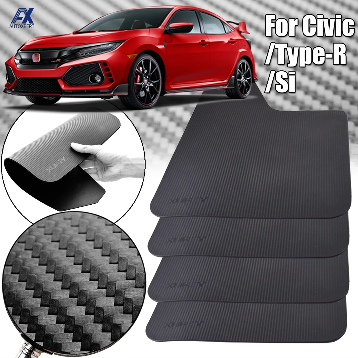 Rally Mud Flaps For Honda Civic Type R Type-R Type-S Mugen Si EK9 EP3 FD2 FN2 RR RC GT FK2 FK8 Mudflaps Splash Guards Mudguards |