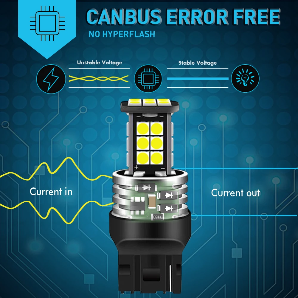 2 шт. Автомобильные светодиодные лампы Canbus T20 W21W W21/5W 7440|Сигнальная лампа| |