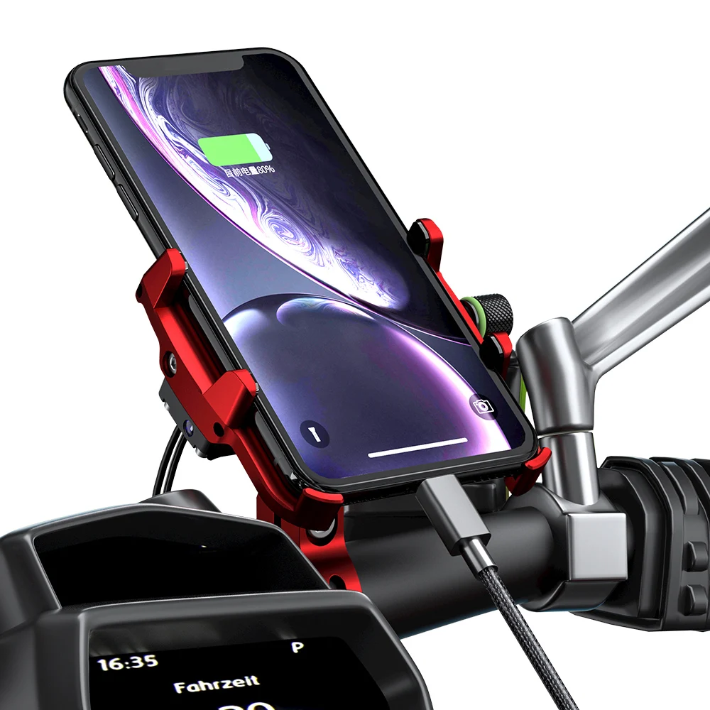3 5 7 inch motorcycle bicycle phone navigation fixed bracket moto handlebar aluminum alloy phone holder with usb power charger free global shipping