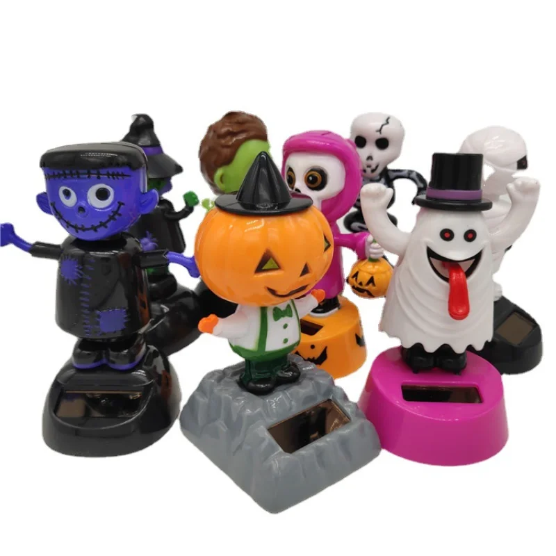 1Pcs Fashion Novelty Halloween Series Monster Witch Solar Toys Multi-Function Vibrant Automobiles Balcony Desk Decoration Crafts
