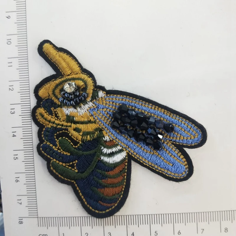 Нашивки ручной работы с бисером в виде пчелы нашивки пайетками для одежды
