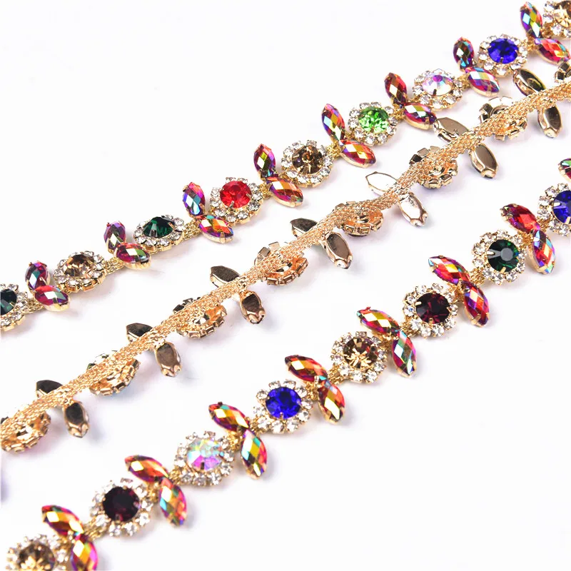 Горячая Распродажа 1 ярд/лот цветок Серебряная цепочка Круглый коготь стразы