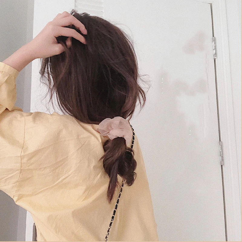 Женская резинка для волос Ruoshui из органзы в Корейском стиле аксессуары украшения