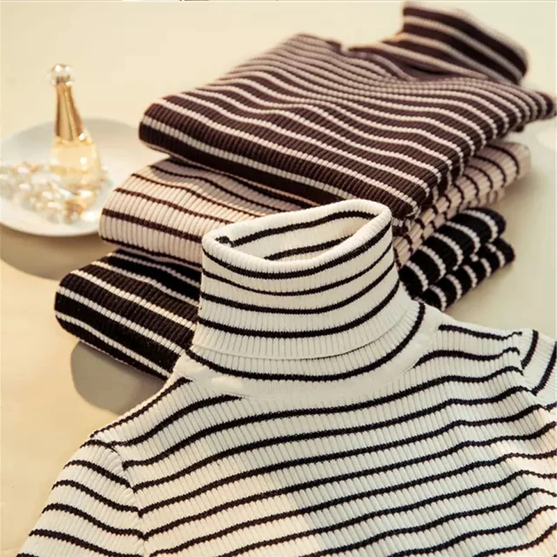 Повседневный Женский вязаный свитер с высоким воротником женский зимний мягкий