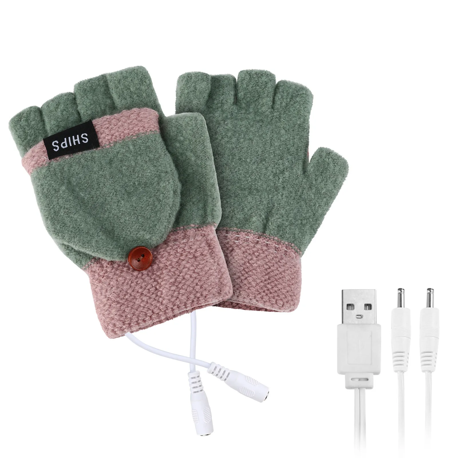 

Vrouwen Mannen 'Usb Verwarmde Handschoenen Unisex Half Vinger Knit Hand Handschoenen Warmer Handschoenen Winter Batterij Aangedr
