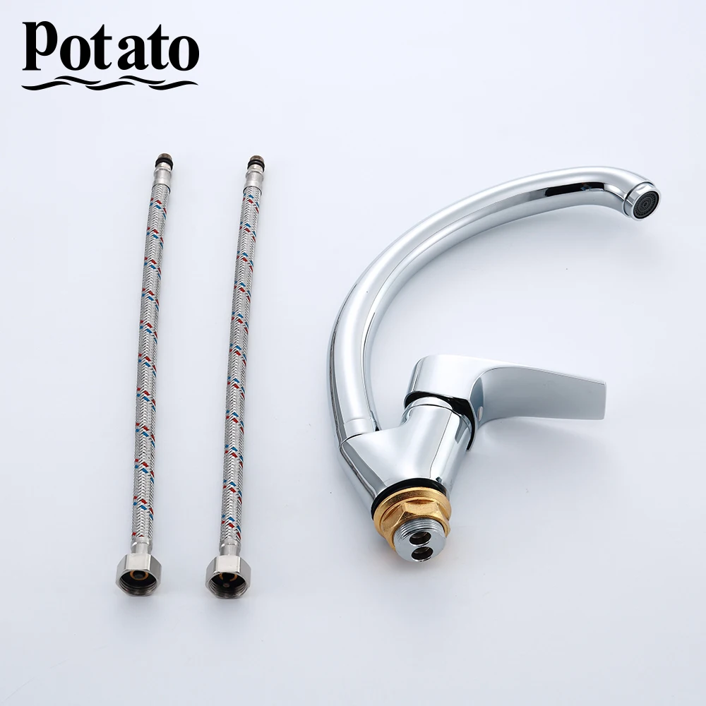 

Potato Kitchen Faucet 360 Degree Swivel Solid Zinc Alloy Cold And Hot Single Hole Water Kitchen Tap p59222-