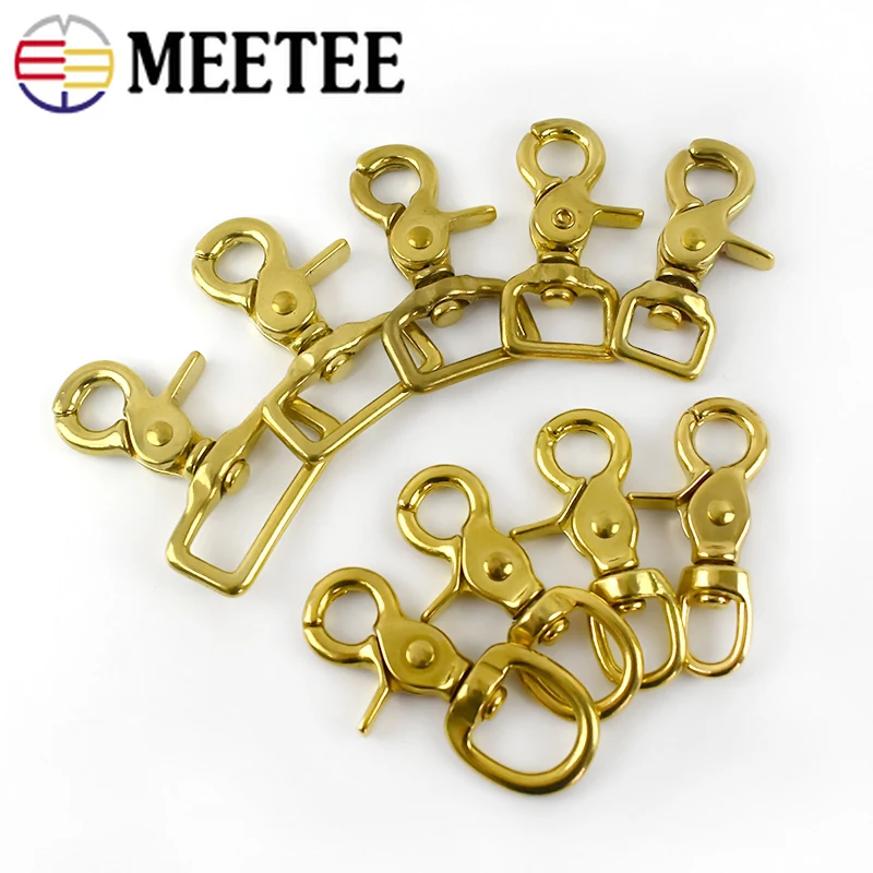 Meetee 2pcs 14-38mm Pure Brass Buckles Metal Dog Collar Hook Clips DIY Luggage Straps Hang Buckle Sewing Accessories BD271 | Дом и сад