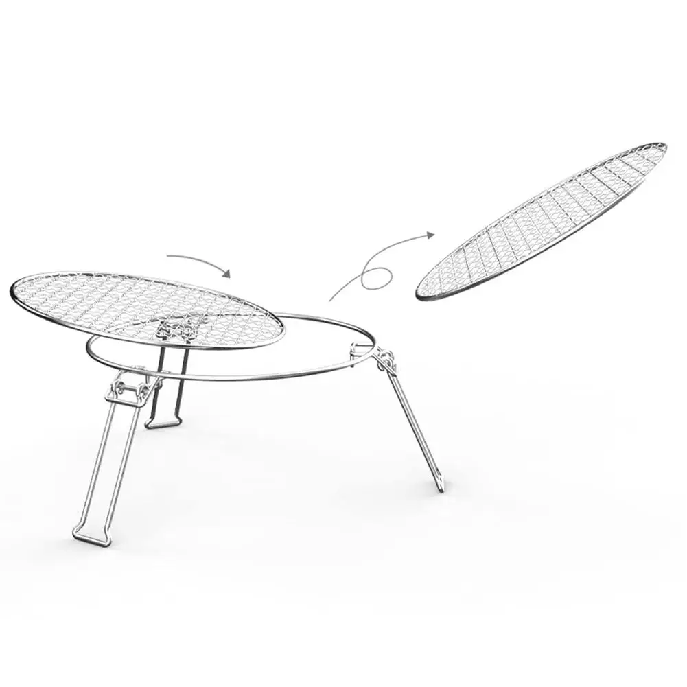 Складной гриль уличный круглый штатив из нержавеющей стали с 3 ножками для