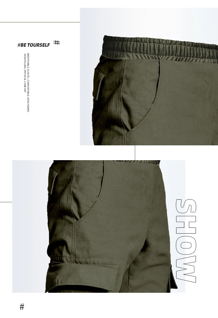 

2021 Spring Casual Jogging Pants Mens Sweatpants Multi Pocket Solid Color Cargo Pants Men Streetwear Fashion Drawstring Trousers
