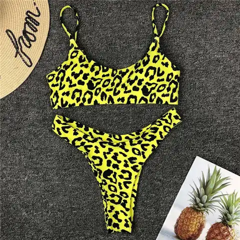 Women Sexy Bikini 2020 Swimwear Leopard Print Swimsuit Bikini Set Triangle Suit Beach Wear Swimming Suit Women Bathing Suit