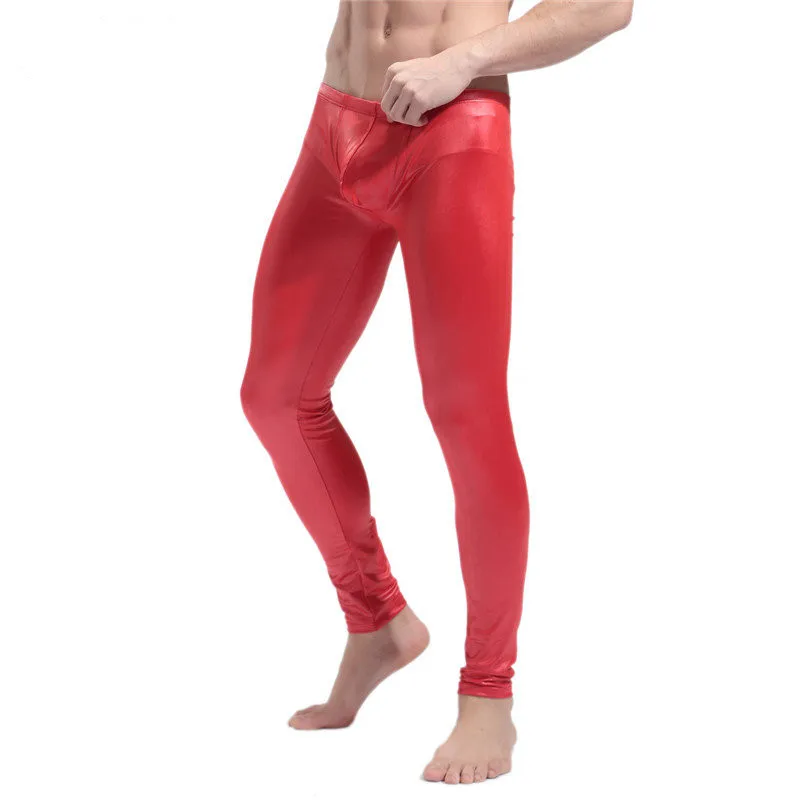 YUFEIDA сексуальные мужские штаны искусственная кожа тонкие для фитнеса стрейчевые