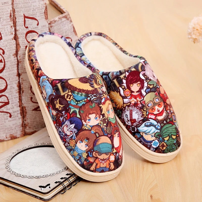 Плюшевые тапочки унисекс для косплея по аниме игре домашние с мультяшным принтом