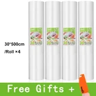 Пакеты для вакуумной упаковки продуктов, 12 + 15 + 20 + 25 + 30 см * 500 см, рулонылот