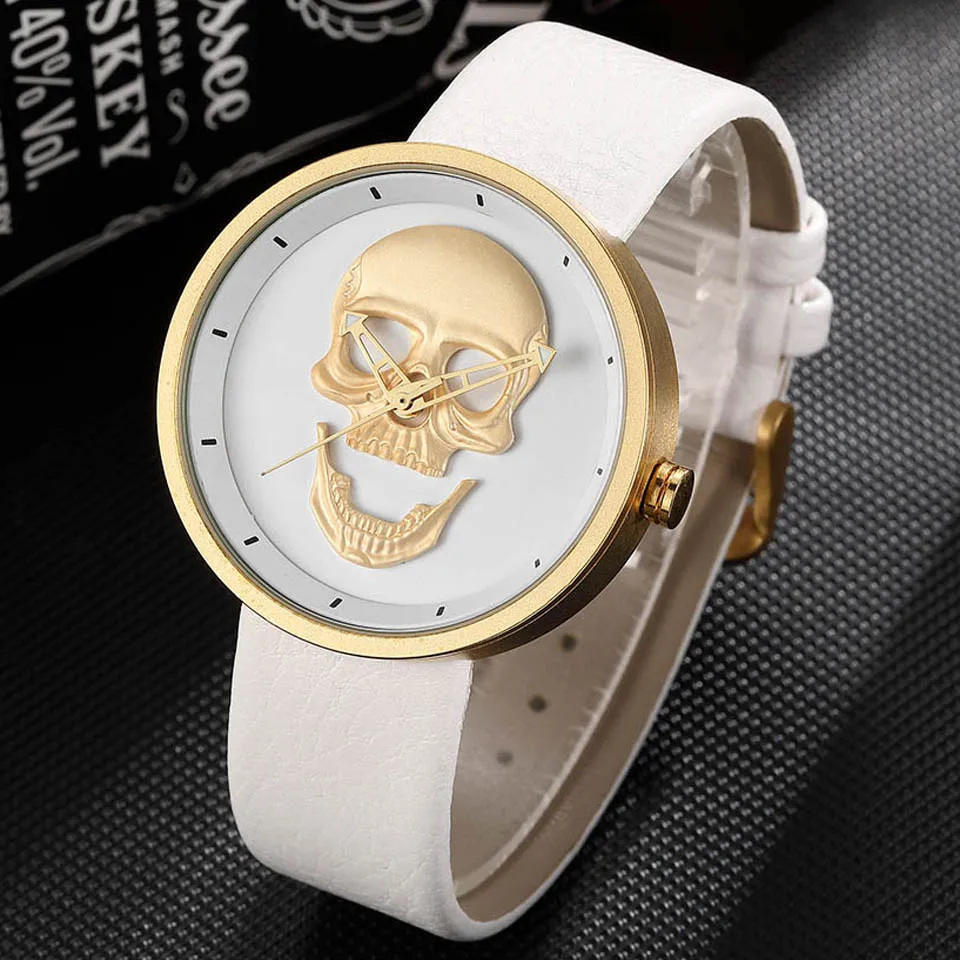 couple skull watch Женские часы с черепом Мужские кварцевые наручные часы из нержавеющей стали для пары Женские Reloj гравированные Мужские Женские часы Relogio Masculino Мексика - Цвет: couple skull watch