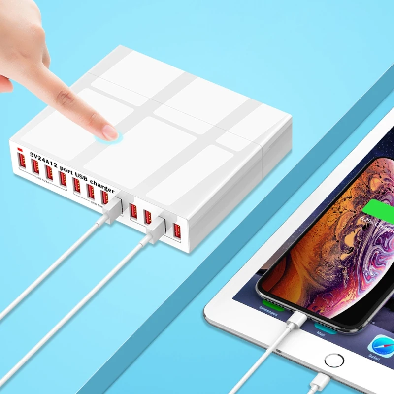 

12-Port 5V 2.4A USB Charger Station Power Supply for Cellphone Tablet Smartphone 40JB