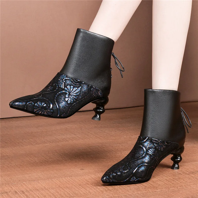 Женские ботильоны на высоком каблуке FEDONAS Брендовые из натуральной кожи с острым