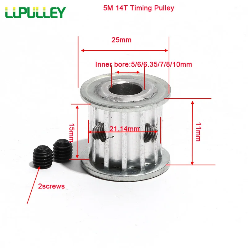 

Зубчатый шкив LUPULLEY 5 м 14 т с шириной ремня 11 мм, 5/6/6, 35/7/8/10 мм, зубчатый шкив с отверстием 5 мм, синхронный зубчатый ремень, шкив для ЧПУ