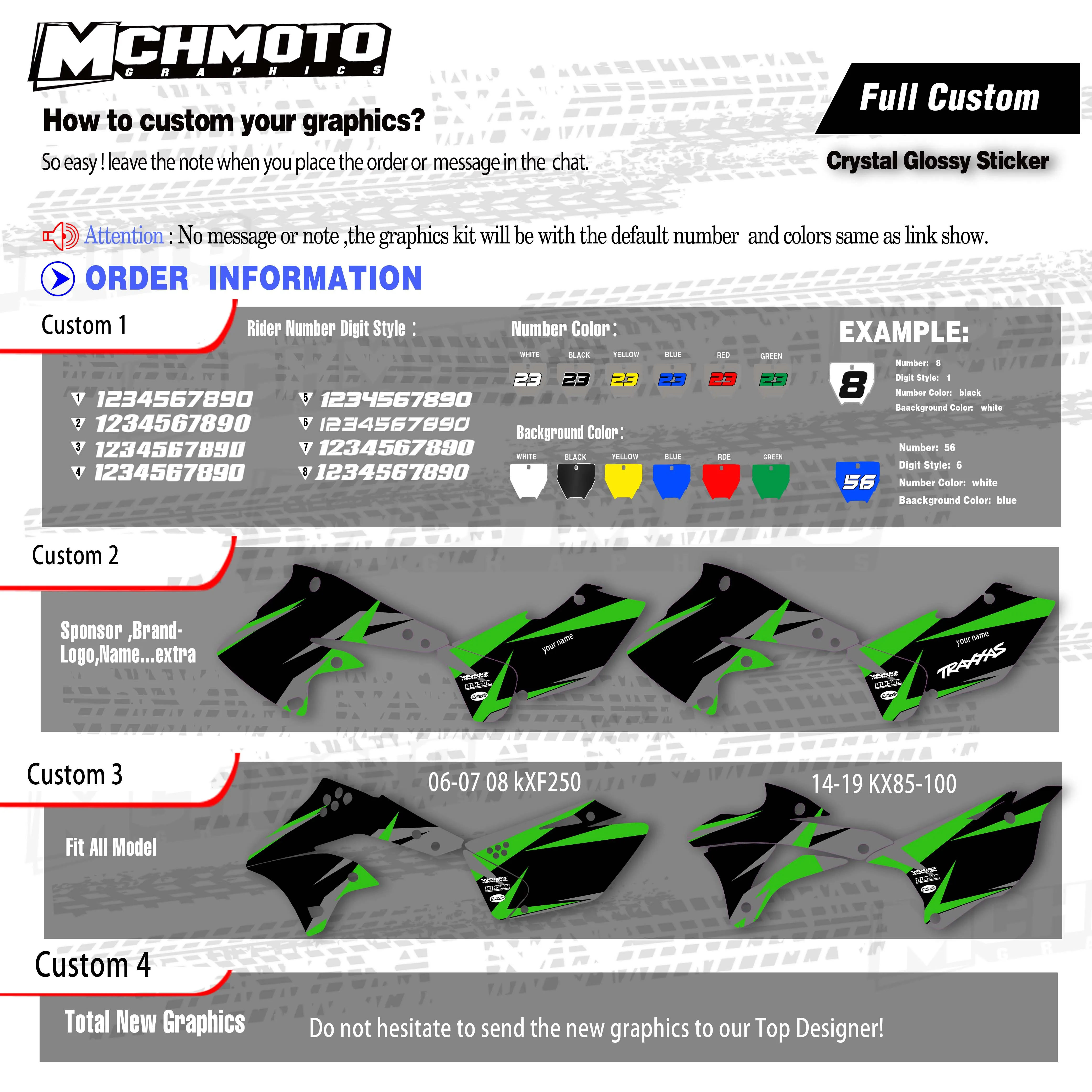 MCHMFG графика и фон наклейка комплект для Kawasaki KXF250 2004 2005|Наклейки стикеры| |