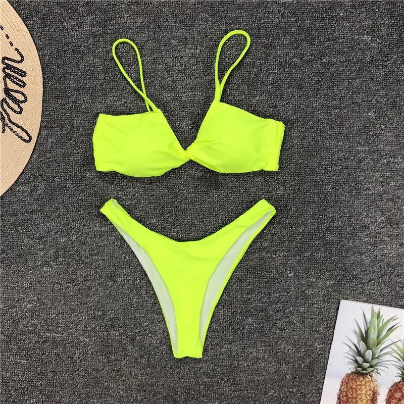 In-X Long sleeve sexy bikini three sets Neon swimsuit female Push up swimwear women High cut bathing suit Micro bikini new
