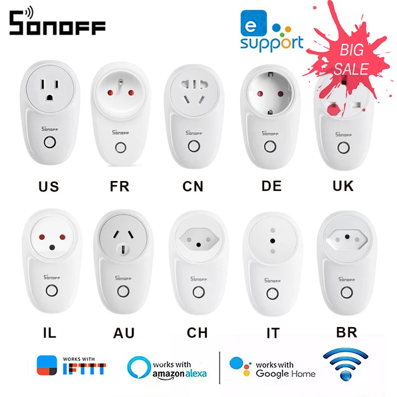 

S26 Smart Home Automation Module WiFi Smart Socket 220V 10A EU/US/UK Power Outlet Voice Control Via Alexa Google Home APP