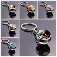 saxophone piano glass ball key chains clarinet flute violin music metal keyring musical instruments jewelry christmas gift