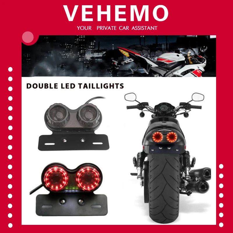 Vehemo DC 12 В двойной светодиодный светильник стоп сигнал мотоциклетный