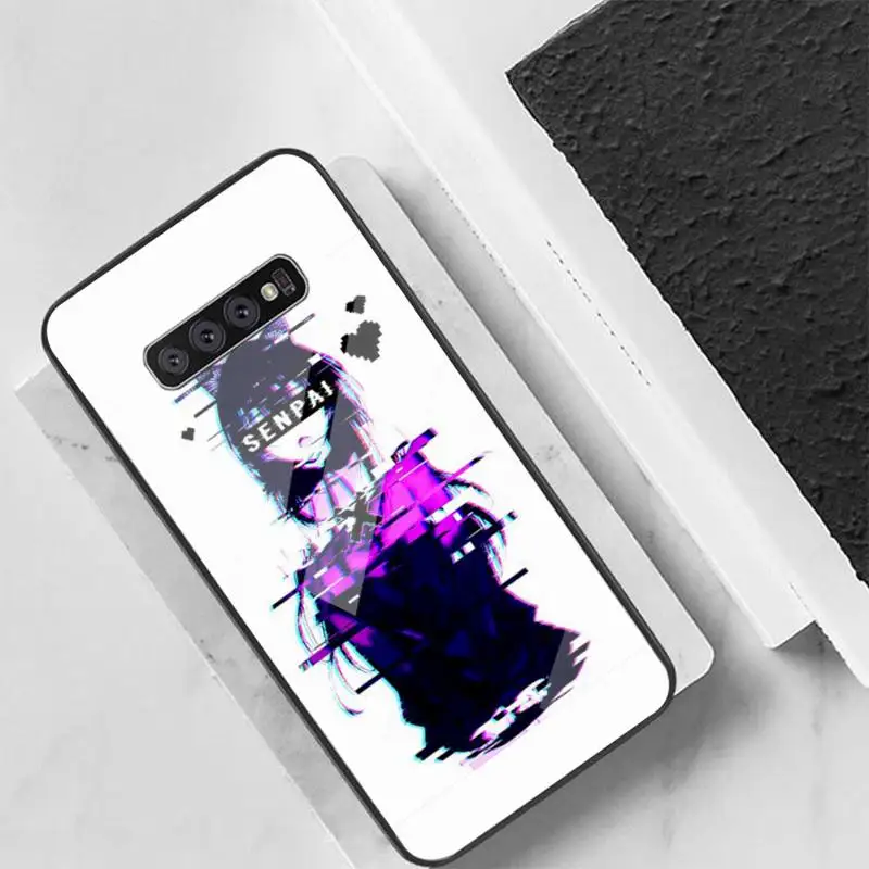 

Sad Anime Aesthetic Senpai Back Cover For Samsung Cases S20 Plus S10 NOTE 8 9 10 10PRO Tempered Glass Soft Silicone Edge