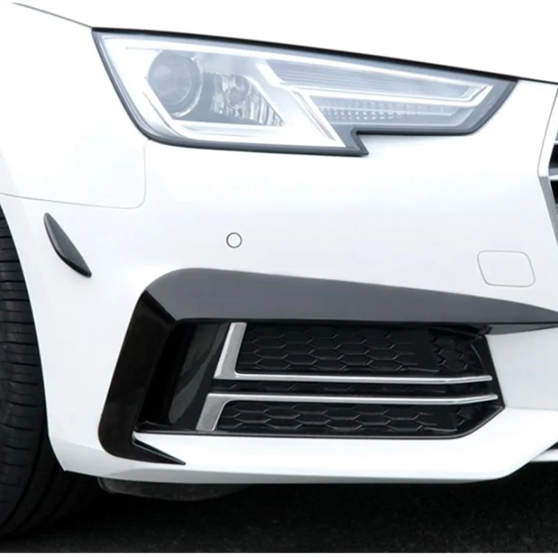 Beli Aksesori Mobil Hiasan Mobil Kepala Serat Karbon Bumper Depan Spoiler Udara Pisau Kabut Penutup Lampu Stiker Untuk Audi A4 B9 2017-2019