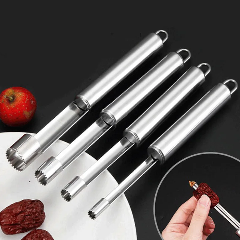 

4PCS /Set Stainless Steel Fruit Corer Red Dates Apple Pear Corer Fruit Seed Core Remover Slicer Knife Fruit Vegetable Tools