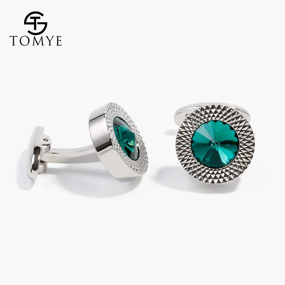 TOMYE роскошные запонки Серебряный цвет синий спутниковый камень высокое качество