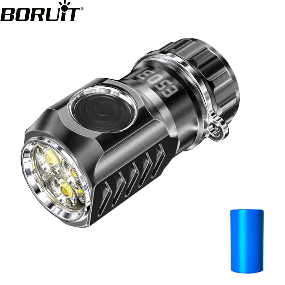 BORUiT ES03 3*SST20 3000LM Powerful LED Flashlight USB Rechargeable 18350 6-Mode Super Bright Torch for Camping Mountaineering