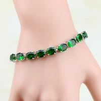 925 sterling silver jewelry green zircon white cz chain link bracelets for women free gifts boxfree shipping s075