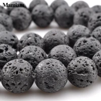mamiam natural volcanic black lava beads 6 12mm round smooth stone diy bracelet necklace jewelry making accessories gift design