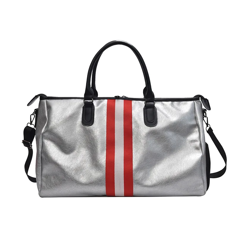 Stripe Decor Waterproof Large Capacity Oxford Travel Bag Unisex Zipper Fitness Gym Handbag Shoulder Messenger Bag Duffle Luggage