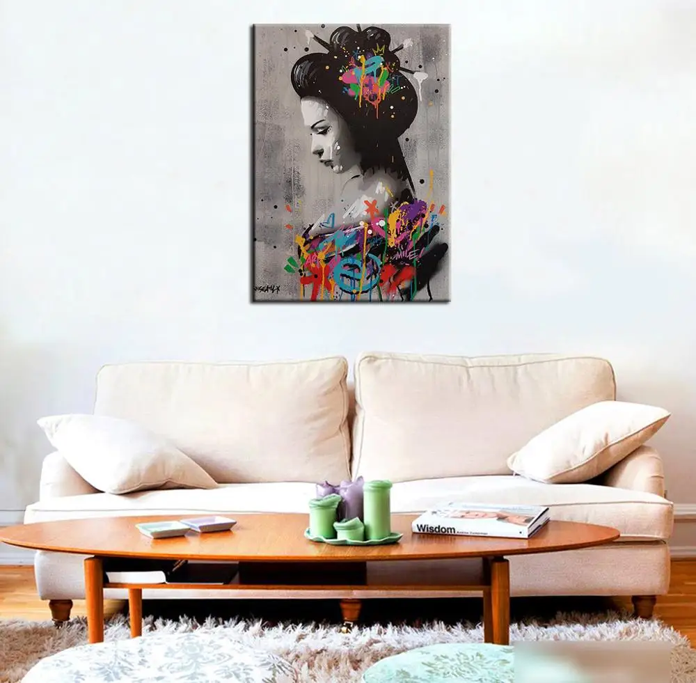 Японская женская Абстрактная Картина на холсте настенная Художественная печать