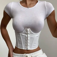 2021 womens corset waist belt solid color black white sexy wide elastic tie bodycon waspie belt