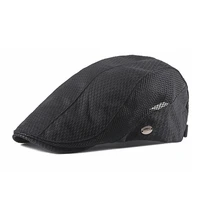 summer mesh beret hat for men hollow breathable berets solid black wite flat peaked cap women outdoor golf driving newsboy hats