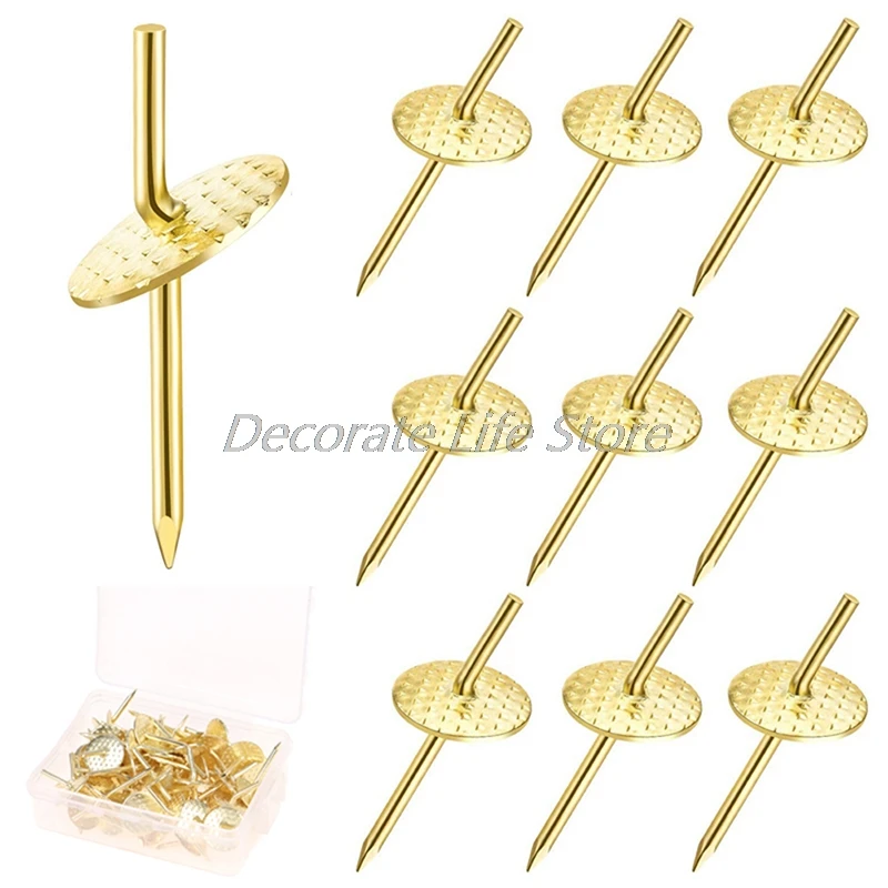 

50Pcs Metal Picture Hangers Nails Photo Frame Hanging Wall Mount Hooks Kit