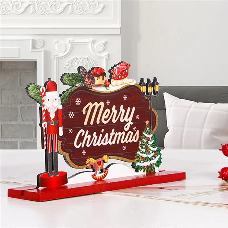 

2022 Merry Christmas Wooden Table Ornament Snowman Santa Claus Christmas Joy Tabletop Sign For Winter Xmas Party Dinner navidad