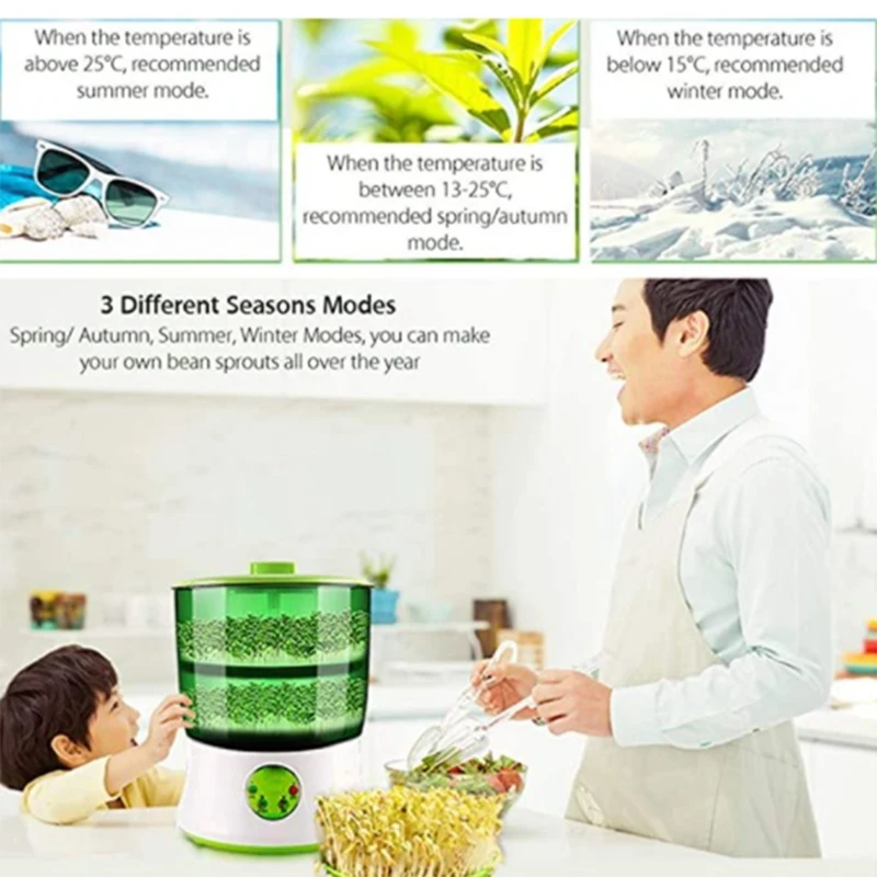 

Bean Sprout Machine,3 Layers Design Save Electricity Automatic Intelligent Electronic Sprout Machine with EU Plug