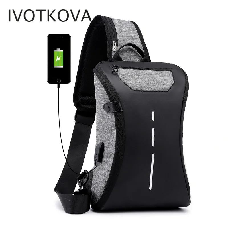 IVOTKOVA новая 2019 Мужская и женская слинг-сумка многофункциональная USB нагрудная