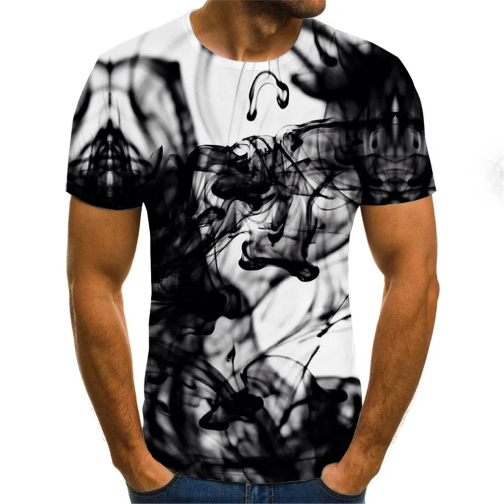 

Ink style men's T-shirt 3D creative cloud graphic T-shirt summer casual tops fashion round neck shirt plus size streetwear tops