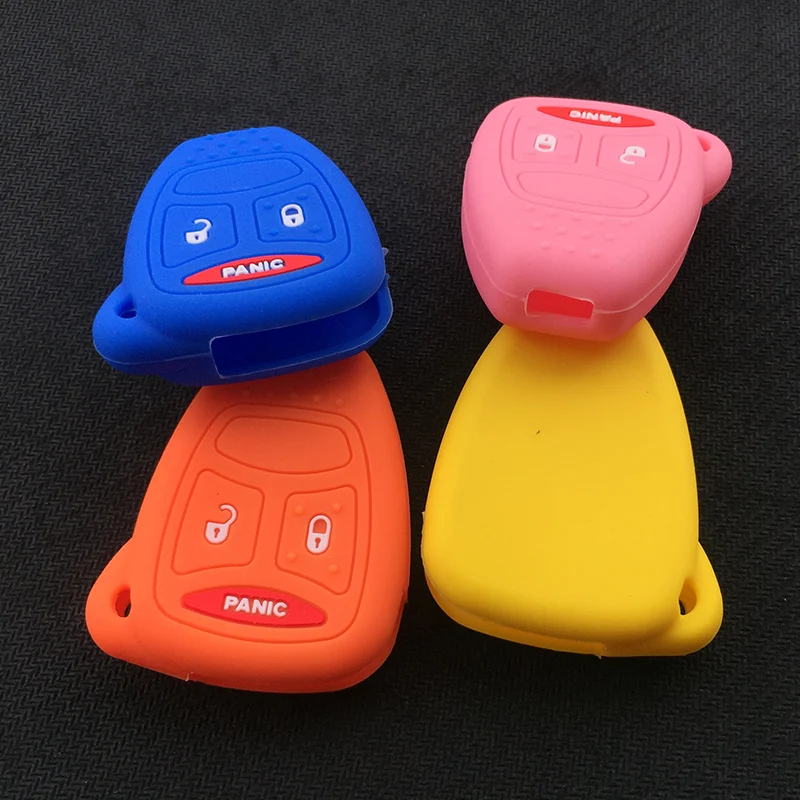 silicone rubber key cover case shell protector for Jeep Wrangler jk Commander Grand Cherokee Chrysler Pacifica Aspen 300 Dodge C |
