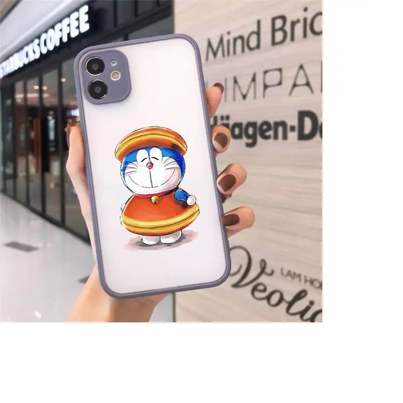 

doraemon Phone Cases Matte Transparent for iPhone 7 8 11 12 s mini pro X XS XR MAX Plus cover funda