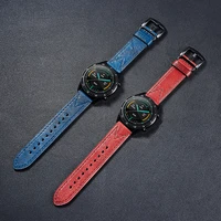 cow leather watch strap 22mm blue green watchband replacement wristband handmade stitching watch accessories for samsung watch