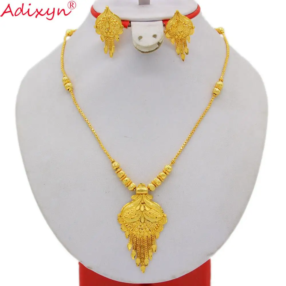 Adixyn чокер с цепочкой серьги набор украшений для женщин девочек Золотой Цвет Медь