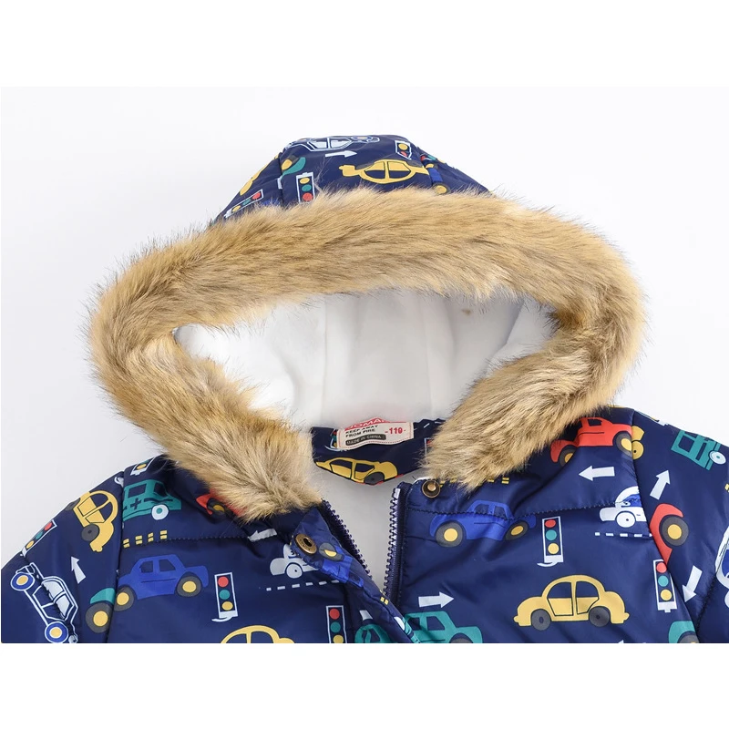 Теплая зимняя пуховая куртка для девочек хлопковая с бабочками и цветочным