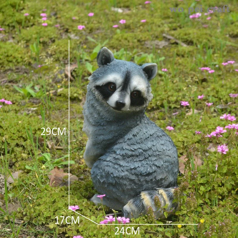 

Garden Decoration Simulation Gray Raccoon Lawn Animal Ornaments Courtyard Landscape Resin Crafts Furnishings Outdoor Decor